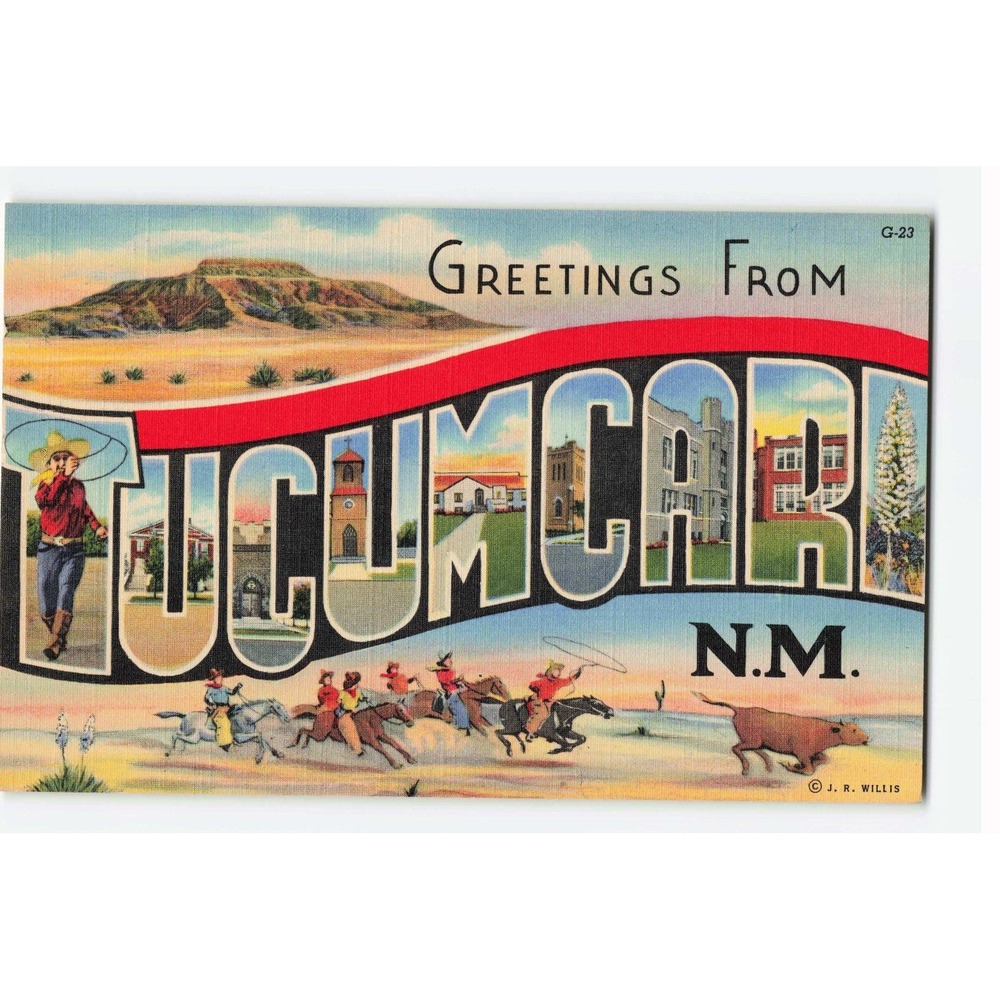 Vintage Greetings From Tucumcari NM Linen Postcard G-23 Curt Teich Route 66